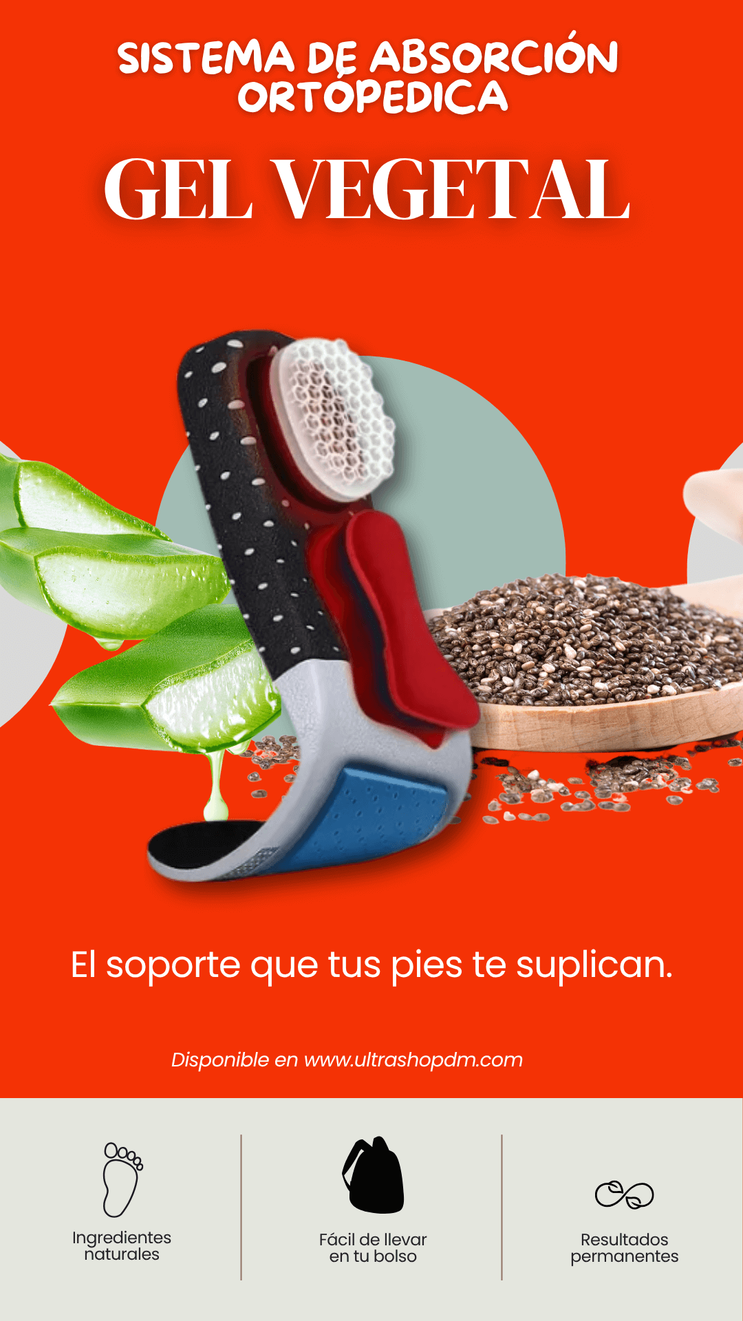 SISTEMA DE ABSORCIÓN ORTOPÉDICA A BASE DE GEL VEGETAL ORGÁNICA - MEGA OFERTA